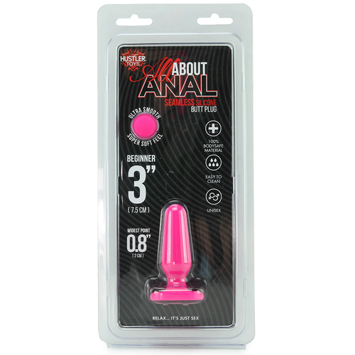 All About Anal Seamless Silicone 3 Inch Butt Plug in Pink